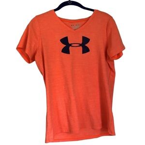 Under Armour orange short sleeve t-shirt with blue logo.  Size YXL